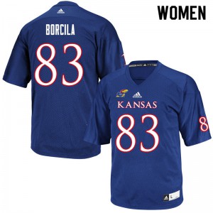 Womens Kansas Jayhawks Jacob Borcila #83 NCAA Royal Jerseys 359640-240