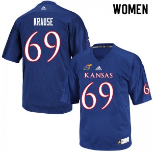 Women Kansas Jayhawks Joe Krause #69 Royal University Jerseys 417226-186