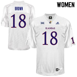 Women Kansas Jayhawks Jordan Brown #18 White Official Jersey 904748-579