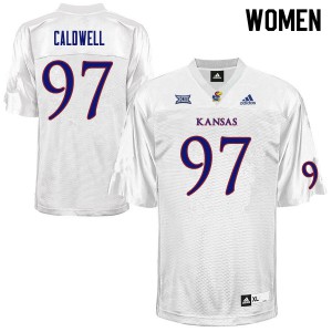 Women's Kansas Jayhawks Kenean Caldwell #97 White Alumni Jerseys 464241-353