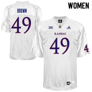 Women Kansas Jayhawks Krishawn Brown #49 White Embroidery Jersey 345594-700