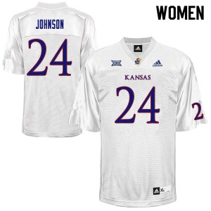 Women's Kansas Jayhawks Malik Johnson #24 Embroidery White Jersey 389892-338