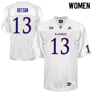 Women's Kansas Jayhawks Ra'Mello Dotson #13 White University Jersey 301748-598
