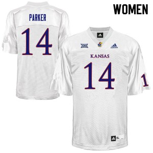 Women Kansas Jayhawks Steven Parker #14 White College Jerseys 364621-389