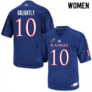 Womens Kansas Jayhawks Tristan Golightly #10 Royal Football Jerseys 451836-562