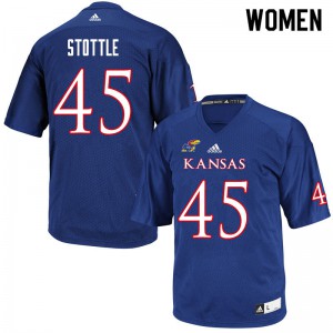 Womens Kansas Jayhawks Tyler Stottle #45 Royal Stitch Jersey 851925-797