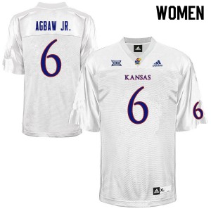 Women Kansas Jayhawks Valerian Agbaw Jr. #6 White Stitched Jerseys 366468-268
