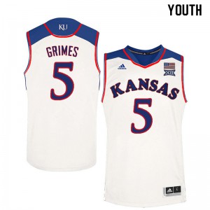 Youth Kansas Jayhawks Quentin Grimes #5 White Basketball Jersey 727874-719
