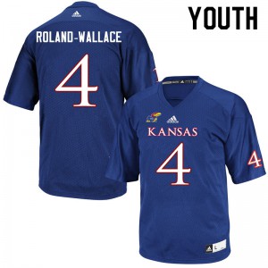 Youth Kansas Jayhawks Christian Roland-Wallace #4 Embroidery Royal Jerseys 848746-343