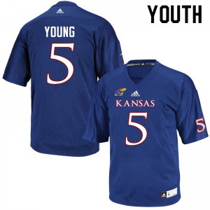 Youth Kansas Jayhawks Christian Young #5 Embroidery Royal Jersey 859478-271