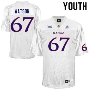 Youth Kansas Jayhawks David Watson #67 Embroidery White Jerseys 385319-903