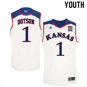 Youth Kansas Jayhawks Devon Dotson #1 Basketball White Jerseys 562251-313