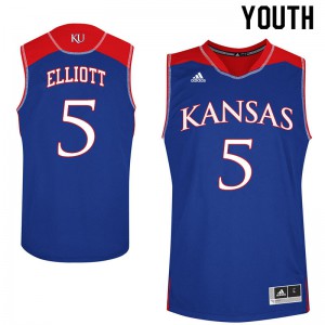 Youth Kansas Jayhawks Elijah Elliott #5 High School Royal Jerseys 514276-591