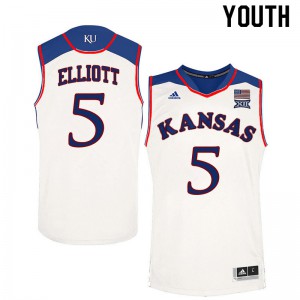 Youth Kansas Jayhawks Elijah Elliott #5 University White Jerseys 142637-413