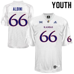 Youth Kansas Jayhawks Geno Albini #66 NCAA White Jersey 299551-805