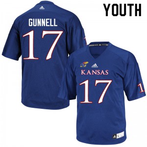 Youth Kansas Jayhawks Grant Gunnell #17 Royal High School Jersey 396456-422