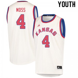 Youth Kansas Jayhawks Isaiah Moss #4 Stitch Cream Jersey 475976-139