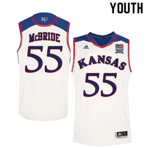 Youth Kansas Jayhawks Issac McBride #55 White Player Jerseys 151410-149