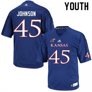 Youth Kansas Jayhawks Issaiah Johnson #45 Royal Stitch Jersey 761279-783
