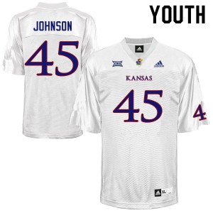 Youth Kansas Jayhawks Issaiah Johnson #45 Stitch White Jersey 857225-622