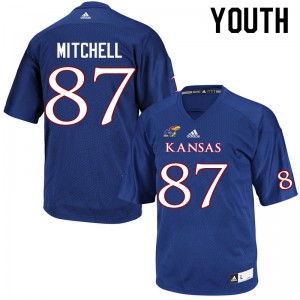 Youth Kansas Jayhawks Jaden Mitchell #87 Stitched Royal Jerseys 729119-232