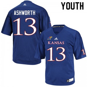 Youth Kansas Jayhawks Luke Ashworth #13 Royal University Jersey 987051-933
