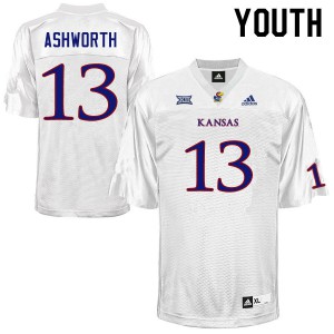 Youth Kansas Jayhawks Luke Ashworth #13 Embroidery White Jerseys 493443-753
