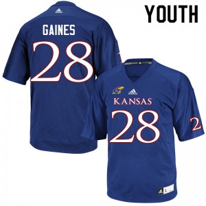 Youth Kansas Jayhawks Maurice Gaines #28 Royal University Jerseys 706529-454