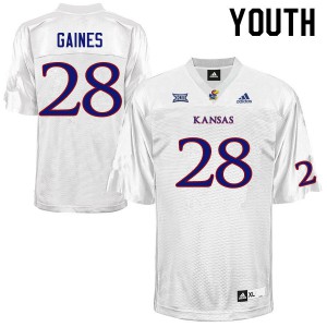 Youth Kansas Jayhawks Maurice Gaines #28 White High School Jerseys 569347-962
