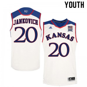 Youth Kansas Jayhawks Michael Jankovich #20 White NCAA Jerseys 554114-511