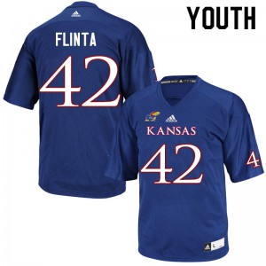 Youth Kansas Jayhawks TJ Flinta #42 Stitched Royal Jersey 330596-627