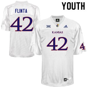 Youth Kansas Jayhawks TJ Flinta #42 White Stitch Jerseys 174055-446