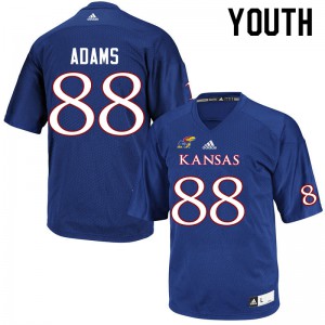 Youth Kansas Jayhawks Tre Adams #88 NCAA Royal Jerseys 975143-120