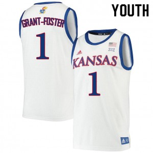 Youth Kansas Jayhawks Tyon Grant-Foster #1 Basketball White Jersey 103107-358