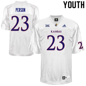 Youth Kansas Jayhawks Alonso Person #23 Player White Jersey 401177-401