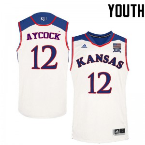 Youth Kansas Jayhawks Angela Aycock #12 White NCAA Jerseys 243979-649