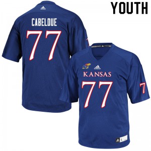 Youth Kansas Jayhawks Bryce Cabeldue #77 Stitched Royal Jersey 178686-653