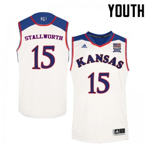 Youth Kansas Jayhawks Bud Stallworth #15 College White Jerseys 538403-559