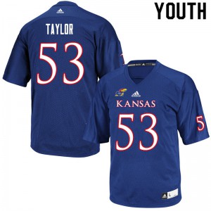 Youth Kansas Jayhawks Caleb Taylor #53 Player Royal Jersey 123925-824