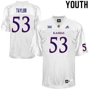 Youth Kansas Jayhawks Caleb Taylor #53 High School White Jerseys 683734-846