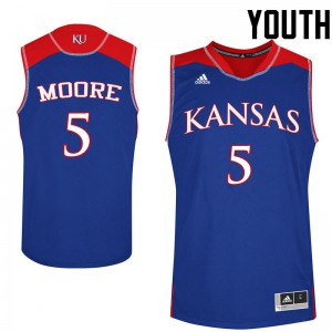 Youth Kansas Jayhawks Charlie Moore #5 Royal Stitch Jersey 234923-630