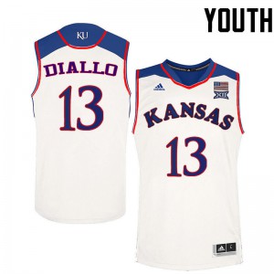 Youth Kansas Jayhawks Cheick Diallo #13 College White Jerseys 686721-304