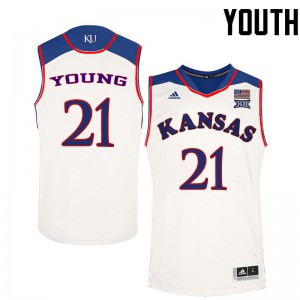 Youth Kansas Jayhawks Clay Young #21 White Stitch Jersey 792999-136