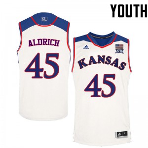 Youth Kansas Jayhawks Cole Aldrich #45 White University Jersey 282869-245