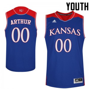 Youth Kansas Jayhawks Darrell Arthur #00 Stitch Royal Jerseys 792376-422
