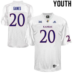 Youth Kansas Jayhawks Donovan Gaines #20 White Official Jerseys 470236-357
