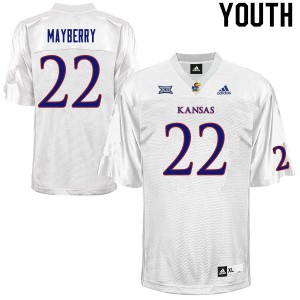Youth Kansas Jayhawks Duece Mayberry #22 White NCAA Jerseys 510915-764