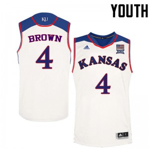 Youth Kansas Jayhawks Jada Brown #4 White Stitched Jerseys 611430-427