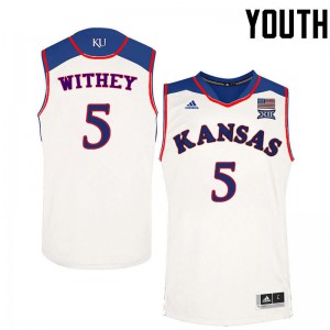 Youth Kansas Jayhawks Jeff Withey #5 NCAA White Jersey 141736-501
