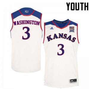 Youth Kansas Jayhawks Jessica Washington #3 White Basketball Jerseys 696132-905